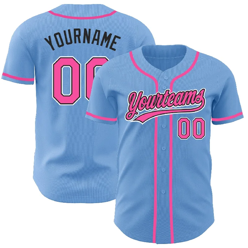 Baseball Jerseys For Youth Teams & Leagues-Custom Light Blue Pink-Black Authentic Baseball Jersey