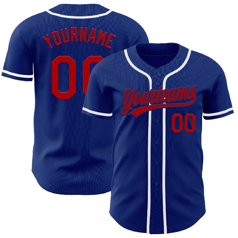 Baseball Jerseys With Custom Sleeve Printing-Custom Royal Red-White Authentic Baseball Jersey