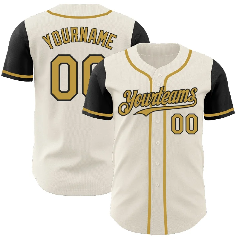 Custom Baseball Jerseys For Player Recognition-Custom Cream Old Gold-Black Authentic Two Tone Baseball Jersey