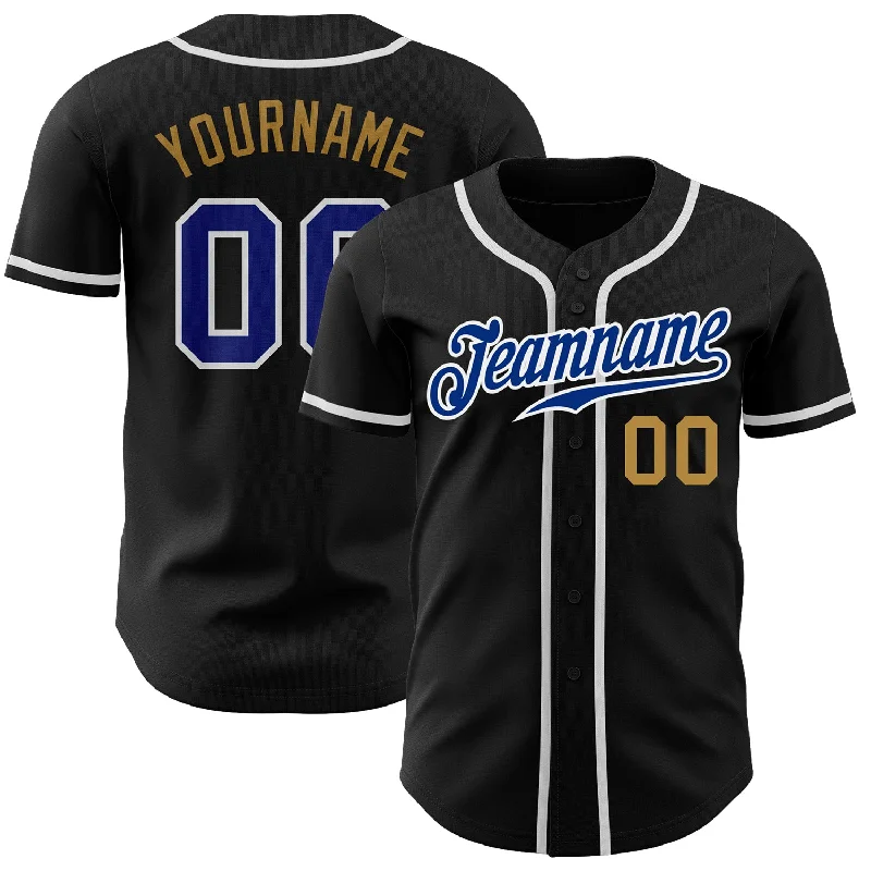 Baseball Jerseys With Player Customization Options-Custom Black Royal-Old Gold Authentic Baseball Jersey