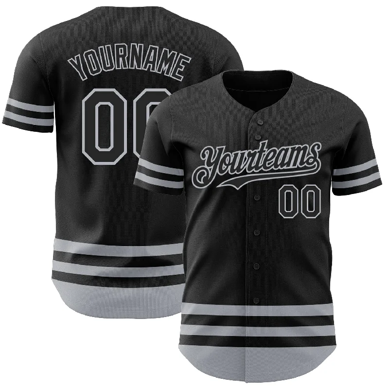 Baseball Jerseys With Custom Sizing-Custom Black Gray Line Authentic Baseball Jersey