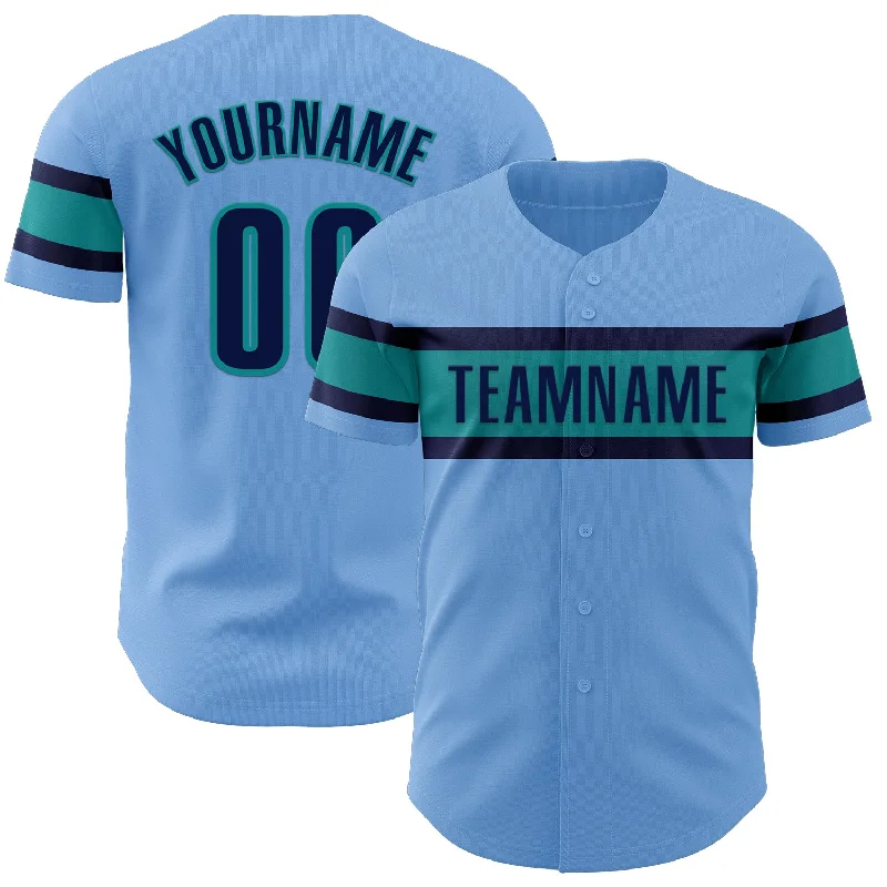 Personalized Baseball Jerseys For Charity-Custom Light Blue Navy-Teal Authentic Baseball Jersey