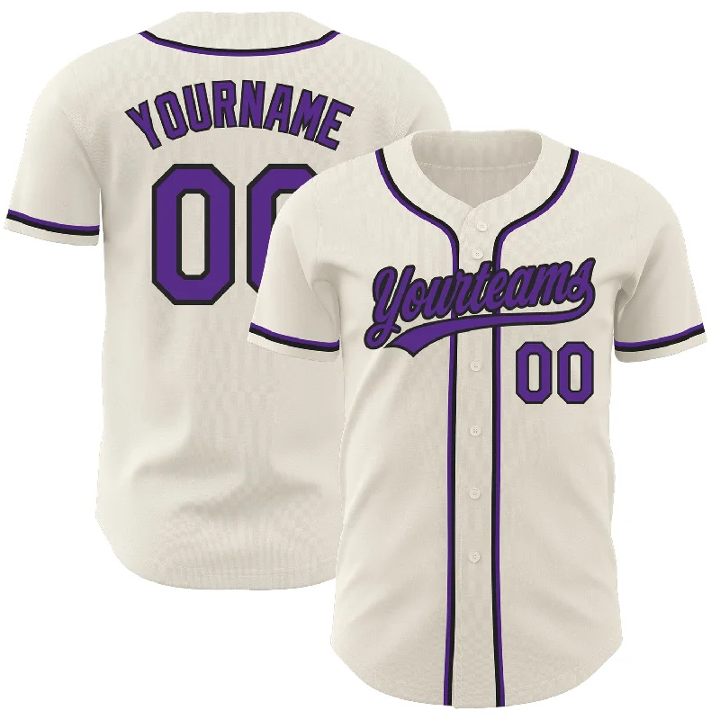 Personalized Baseball Jerseys For Group Custom Orders-Custom Cream Purple-Black Authentic Baseball Jersey