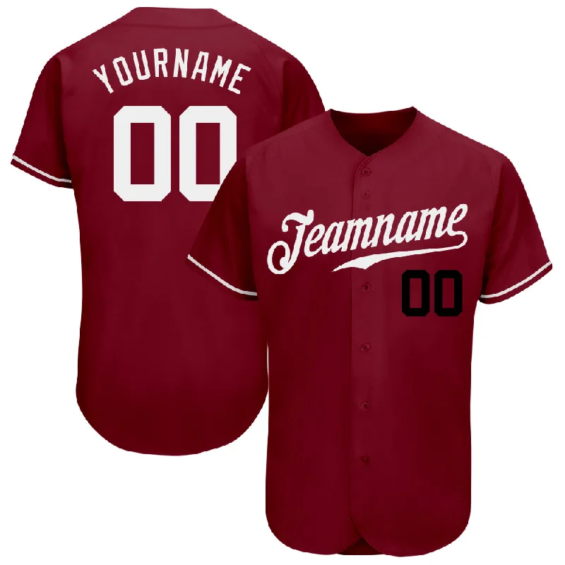 Personalized Baseball Jerseys For Local Supporters-Custom Crimson White-Black Authentic Baseball Jersey