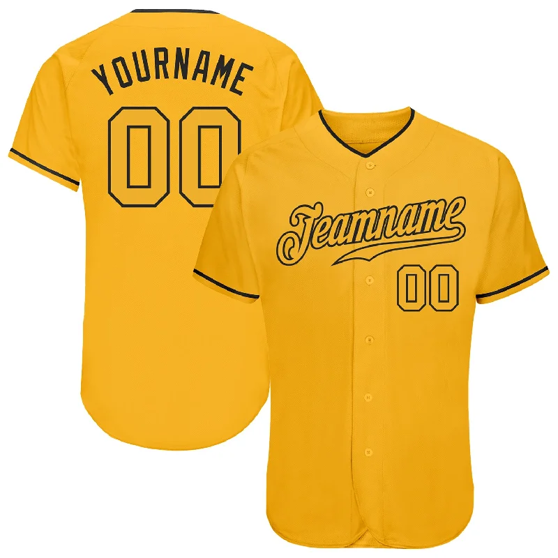 Custom Baseball Jerseys For Regional Tournaments-Custom Gold Gold-Black Authentic Baseball Jersey