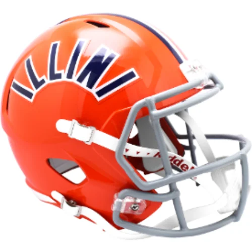 Rugby Helmets With Custom Graphics-Illinois Fighting Illini Full Size Speed Replica Football Helmet 1971-1987- NCAA