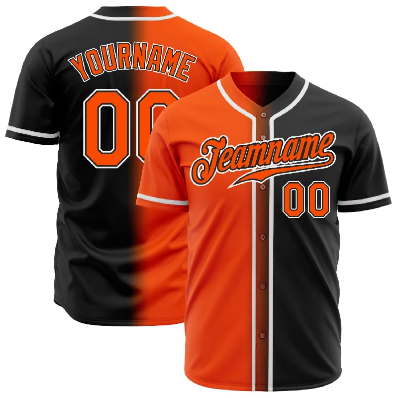 Custom Baseball Jerseys For Group Recognition-Custom Black Orange-White Authentic Gradient Fashion Baseball Jersey