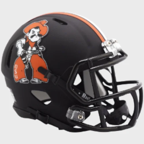 Custom Rugby Helmets With Customized Logos-Oklahoma State Cowboys NCAA Mini Speed Football Helmet Pistol Pete - NCAA