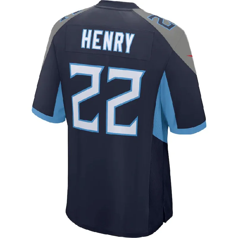 Personalized Rugby Jerseys For Player Appreciation-T.Titans #22 Derrick Henry Navy Game Jersey Stitched American Football Jerseys