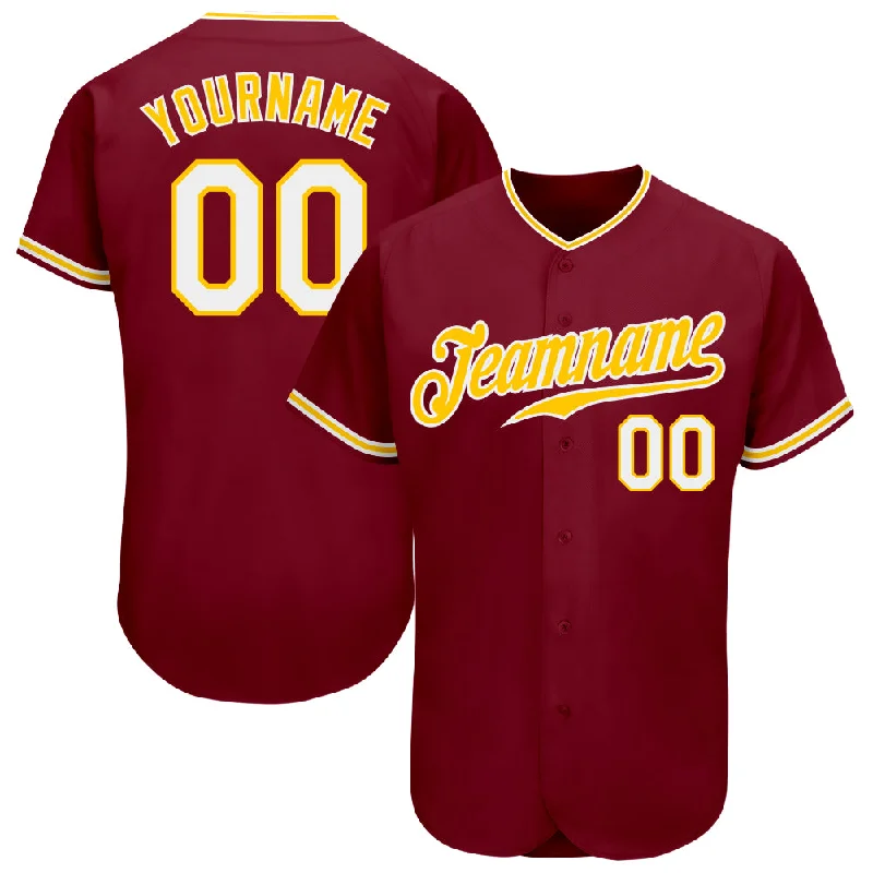 Baseball Jerseys For Community Support Events-Custom Crimson White-Gold Authentic Baseball Jersey