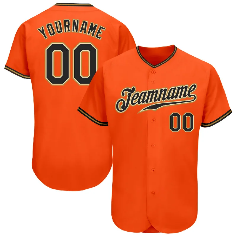 Baseball Jerseys For Fundraising Campaigns-Custom Orange Black-Old Gold Authentic Baseball Jersey