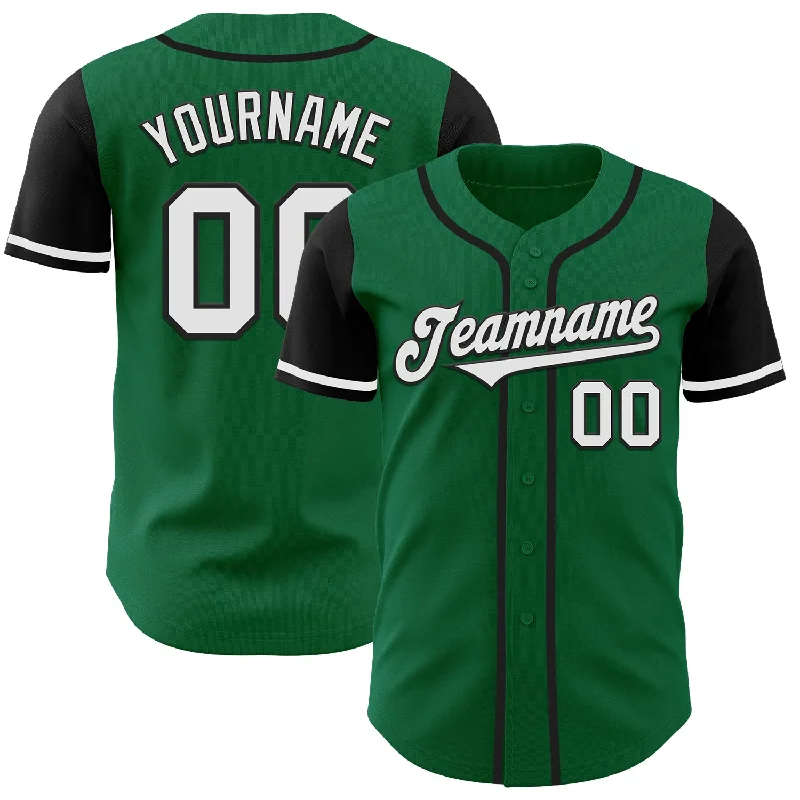 Custom Baseball Jerseys For Team Apparel Orders-Custom Kelly Green White-Black Authentic Two Tone Baseball Jersey