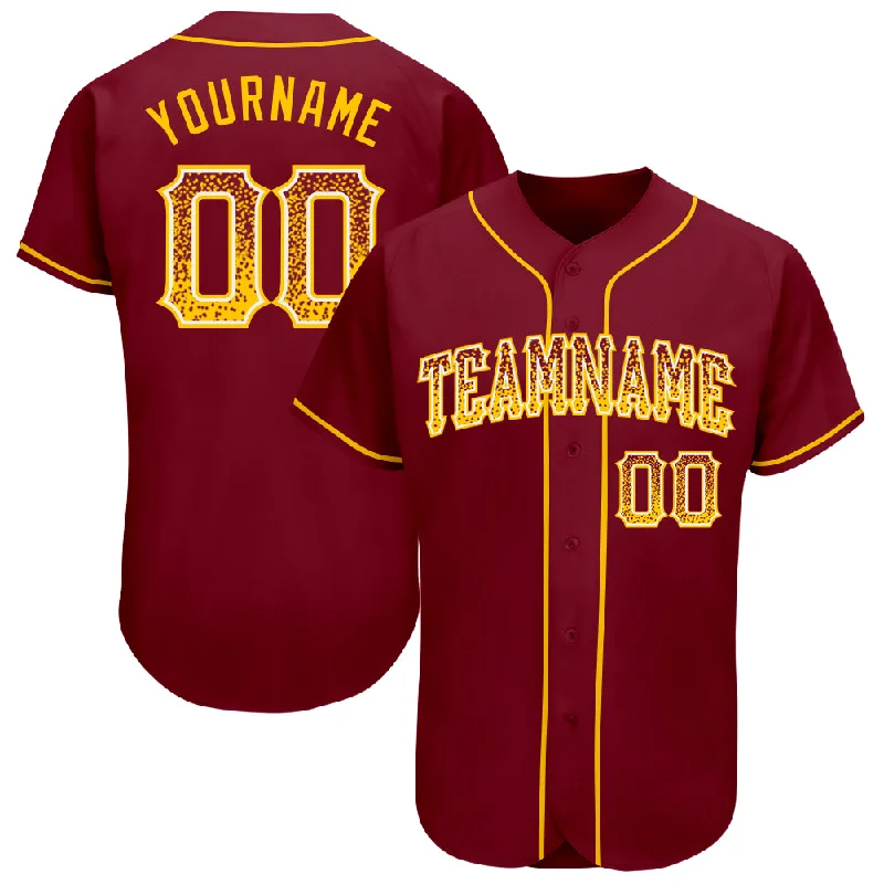 Personalized Baseball Jerseys For Event Marketing-Custom Crimson Gold-White Authentic Drift Fashion Baseball Jersey