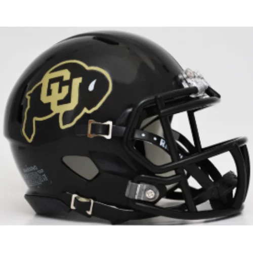 Custom Rugby Helmets For Corporate Giveaways-Colorado Buffaloes NCAA Mini Speed Football Helmet Matte Black - NCAA