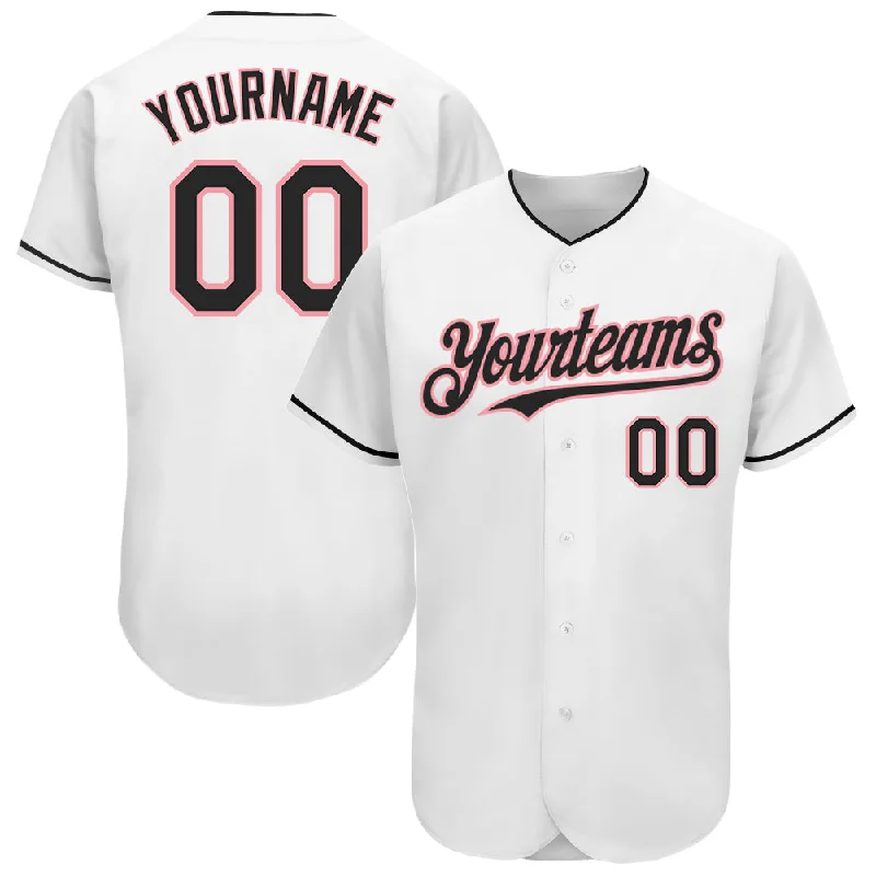 Personalized Baseball Jerseys For Group Custom Orders-Custom White Black-Medium Pink Authentic Baseball Jersey