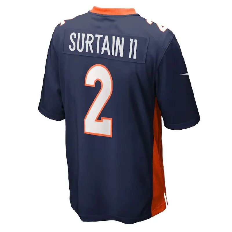 Rugby Jerseys For Family Events-D.Broncos #2 Patrick Surtain II  Navy Home Game Player Jersey Stitched American Football Jerseys