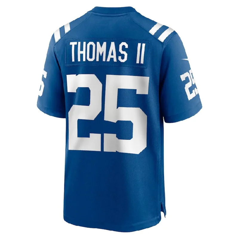 Rugby Jerseys With Custom Sleeve Designs-IN.Colts #25 Rodney Thomas II Royal Game Player Jersey Stitched American Football Jerseys