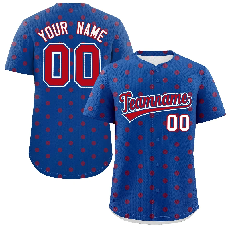 Baseball Jerseys For Tournaments & Competitions-Custom Royal Red Personalized Polka Dot Graffiti Pattern Authentic Baseball Jersey