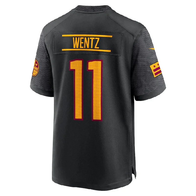 Personalized Rugby Jerseys For Tournament Winners-W.Commanders #11 Carson Wentz Black Alternate Game Player Jersey Stitched American Football Jerseys