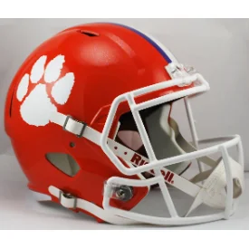 Personalized Rugby Helmets For Custom Fitting-Clemson Tigers Full Size Speed Replica Football Helmet - NCAA