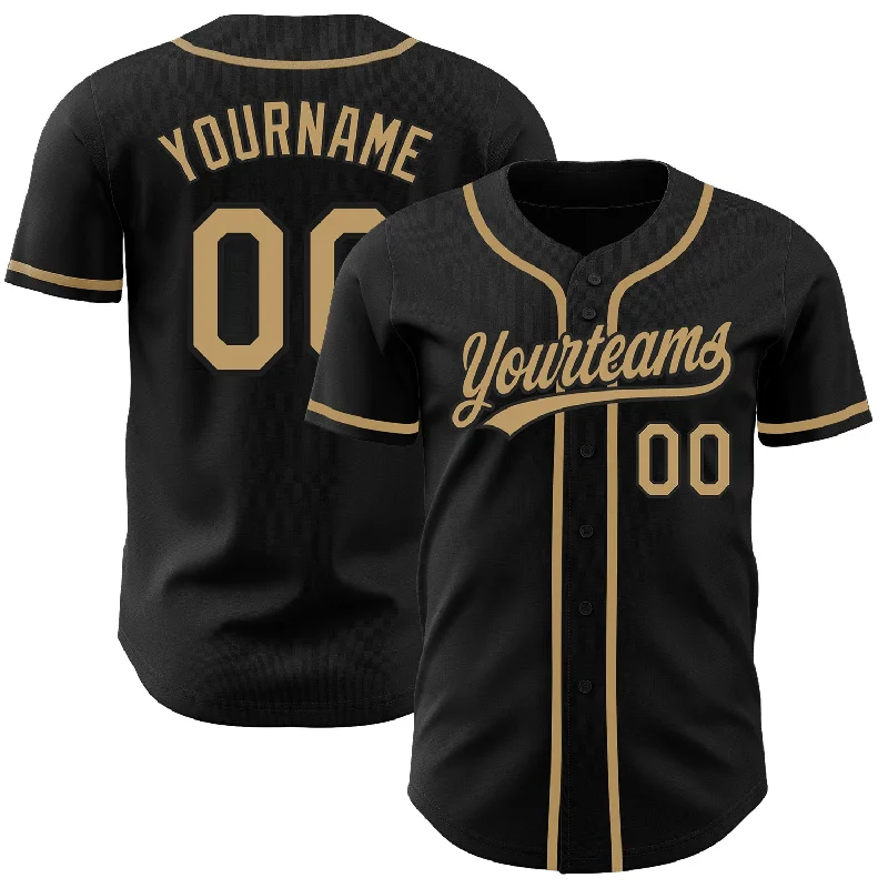 Custom Baseball Jerseys For Special Occasions-Custom Black Old Gold Authentic Baseball Jersey