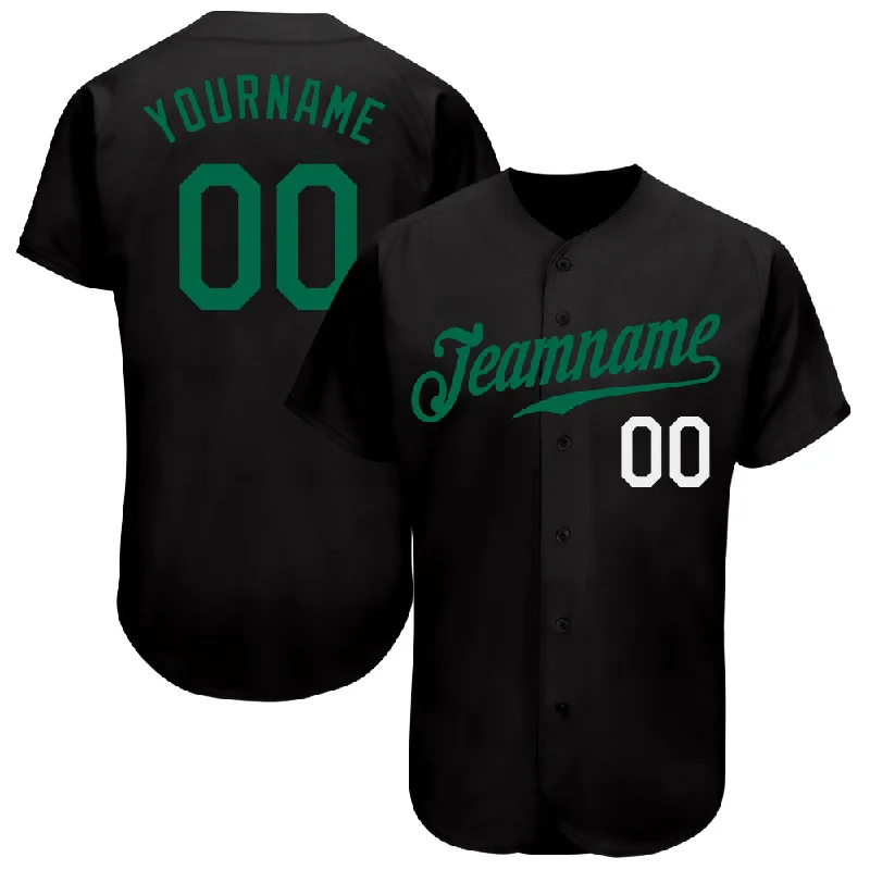 Personalized Baseball Jerseys For Competitive Teams-Custom Black Kelly Green-White Authentic Baseball Jersey