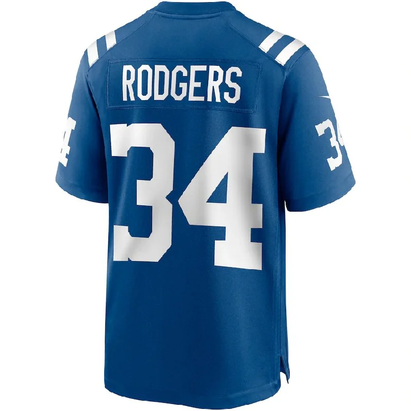 Personalized Rugby Jerseys For Special Recognitions-IN.Colts #34 Isaiah Rodgers Royal Game Jersey Stitched American Football Jerseys