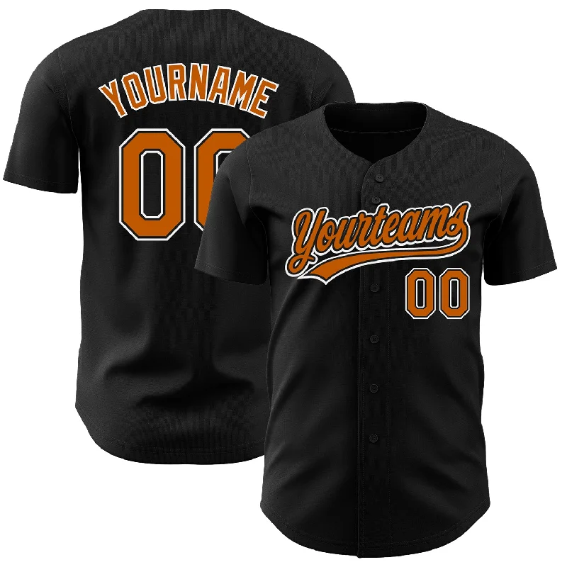 Baseball Jerseys With Custom Name Tags-Custom Black Texas Orange-White Authentic Baseball Jersey