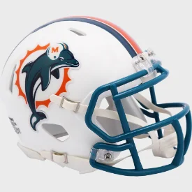 Custom Rugby Helmets For Local Tournaments-Miami Dolphins 1997 to 2012 Riddell Mini Speed Throwback Helmet - NFL