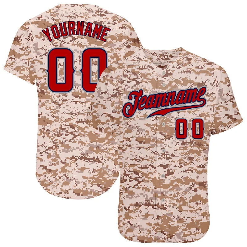 Baseball Jerseys With Custom Designs-Custom Camo Red-Navy Authentic Salute To Service Baseball Jersey