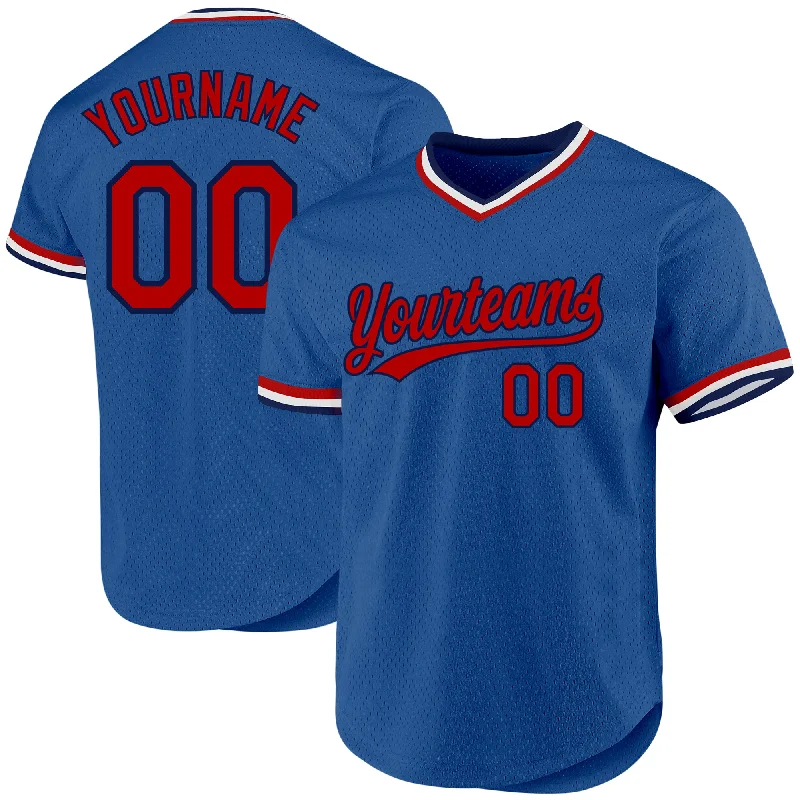 Baseball Jerseys With Custom Names-Custom Blue Red-Navy Authentic Throwback Baseball Jersey