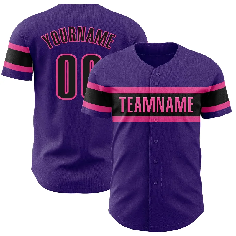 Baseball Jerseys For Special Event Promotions-Custom Purple Black-Pink Authentic Baseball Jersey