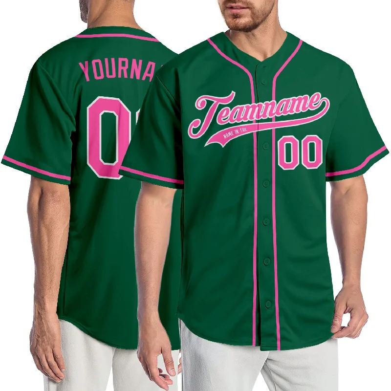 Custom Baseball Jerseys For Competitive Sports-Custom Kelly Green Pink-White Authentic Baseball Jersey