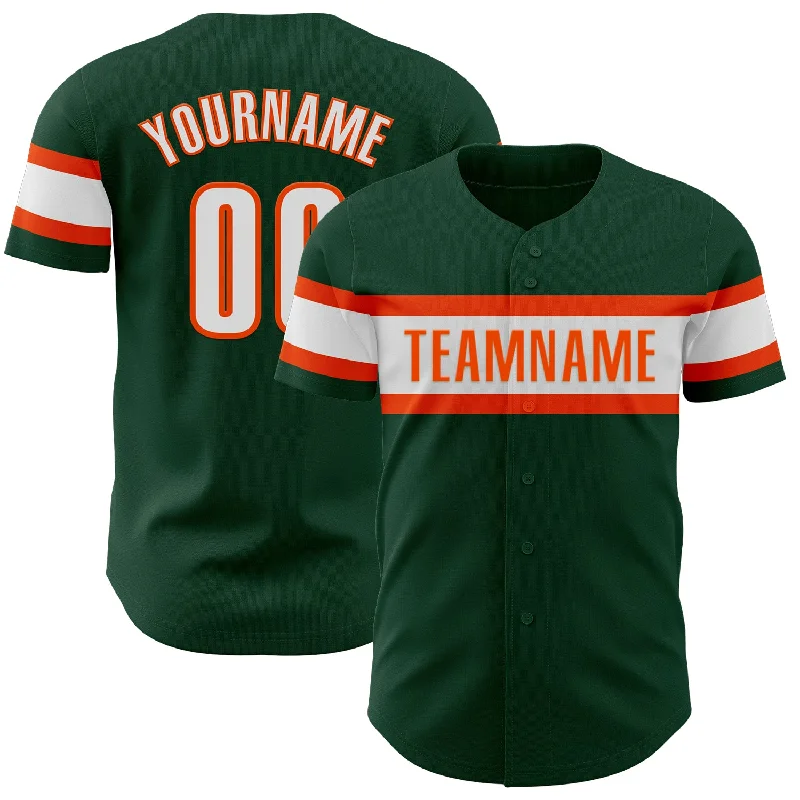 Personalized Baseball Jerseys For Holiday Season-Custom Green White-Orange Authentic Baseball Jersey