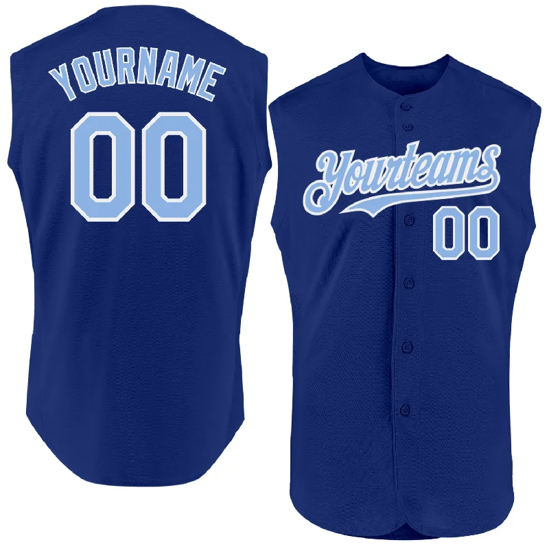 Personalized Baseball Jerseys For Event Gifting-Custom Royal Light Blue-White Authentic Sleeveless Baseball Jersey