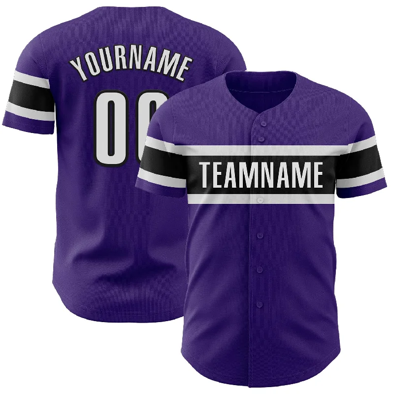 Personalized Baseball Jerseys For College Teams-Custom Purple White-Black Authentic Baseball Jersey