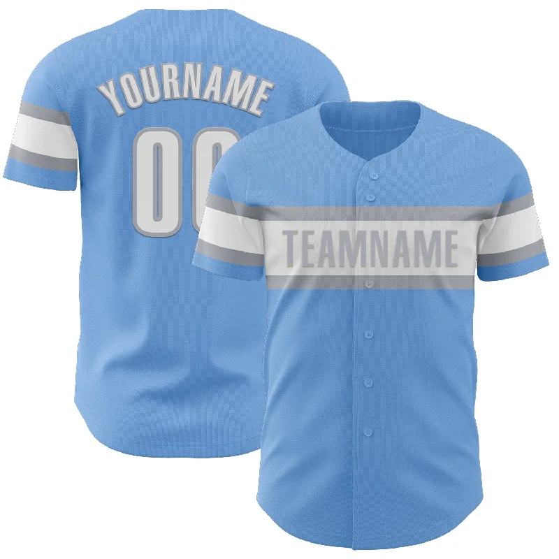 Custom Baseball Jerseys For Team Fundraisers-Custom Light Blue White-Gray Authentic Baseball Jersey