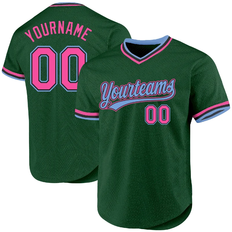 Custom Baseball Jerseys For Player Gifts-Custom Green Pink Black-Light Blue Authentic Throwback Baseball Jersey