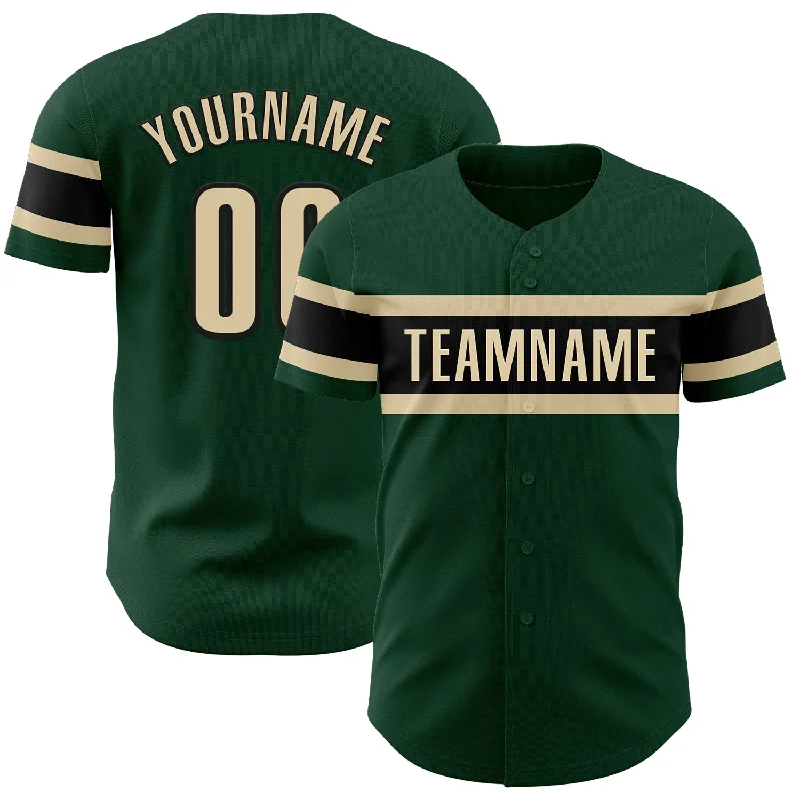 Personalized Baseball Jerseys For Player Appreciation-Custom Green Cream-Black Authentic Baseball Jersey