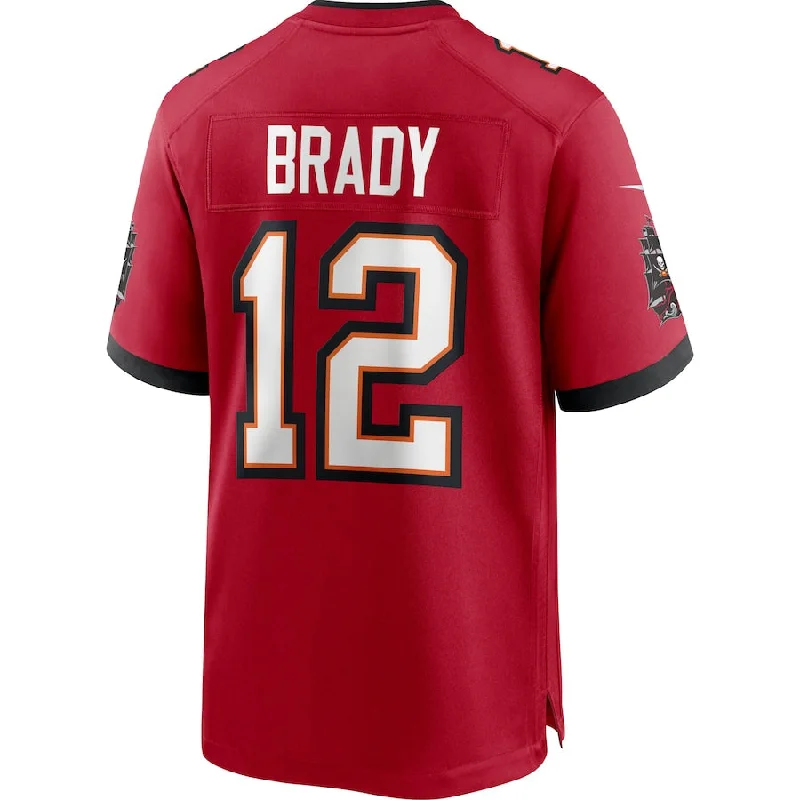 Custom Rugby Jerseys For Special Occasions-TB.Buccaneers #12 Tom Brady Red Game Jersey Stitched American Football Jerseys