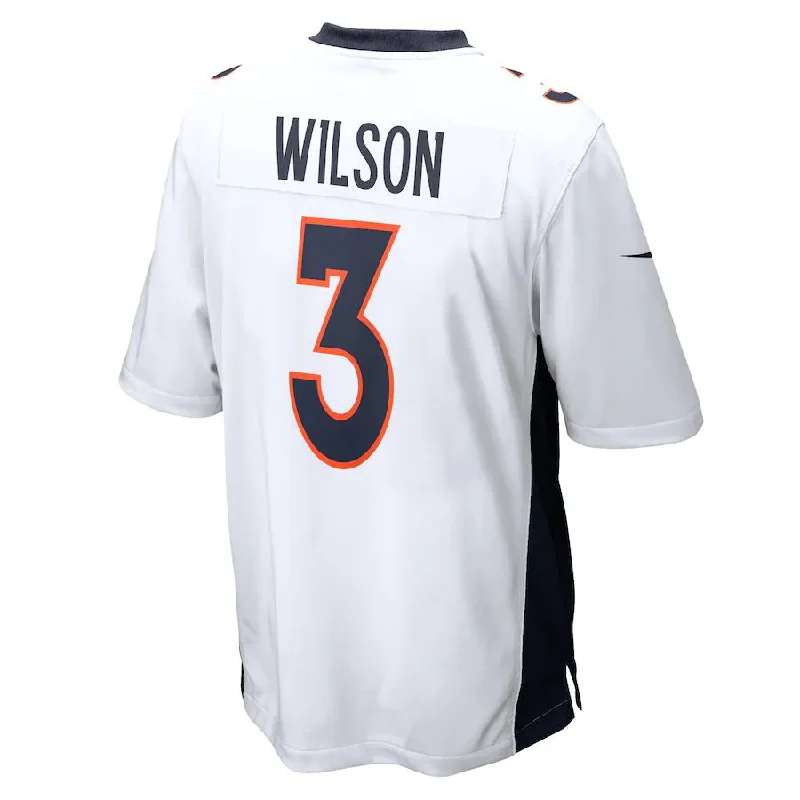 Custom Rugby Jerseys For Competitive Leagues-D.Broncos #3 Russell Wilson White Game Jersey Stitched American Football Jerseys