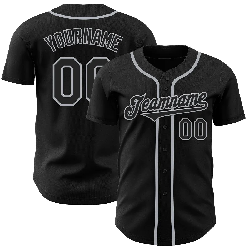 Personalized Baseball Jerseys For Fan Customization-Custom Black Gray Authentic Baseball Jersey