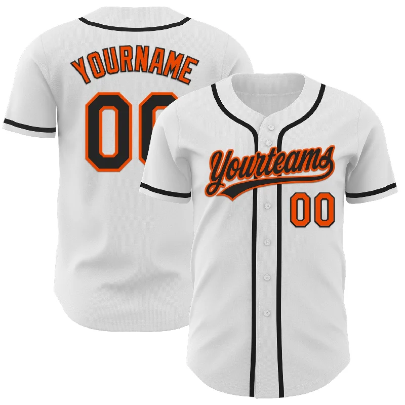 Personalized Baseball Jerseys For Team Traditions-Custom White Black-Orange Authentic Baseball Jersey