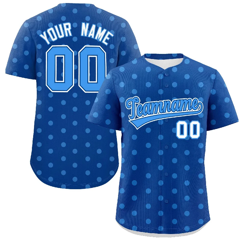 Baseball Jerseys With Custom Designs & Patterns-Custom Royal Powder Blue Personalized Polka Dot Graffiti Pattern Authentic Baseball Jersey