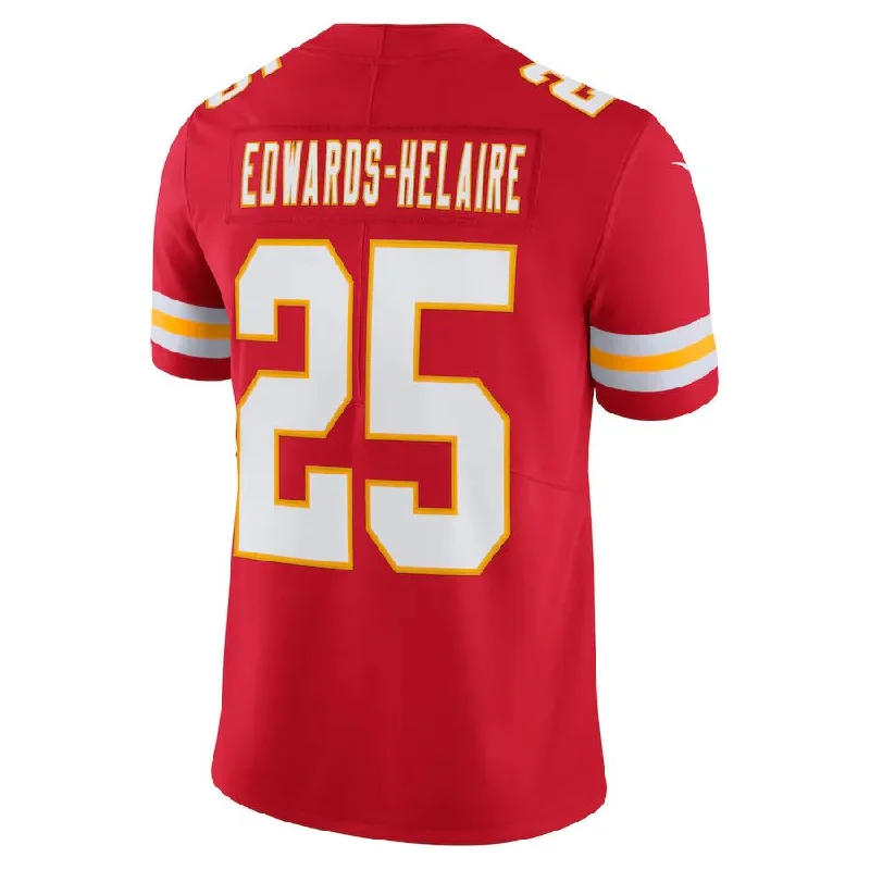 Rugby Jerseys For School Spirit Days-KC.Chiefs #25 Clyde Edwards-Helaire  Red Vapor Limited Jersey Stitched American Football Jerseys