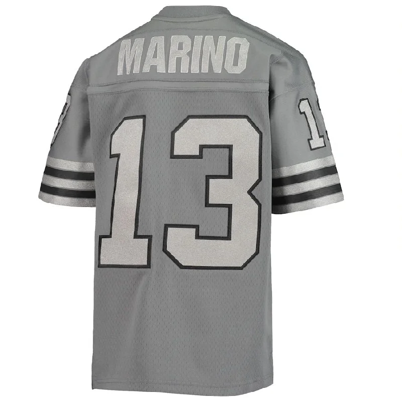 Rugby Jerseys With Custom Number Placement-M.Dolphins #13 Dan Marino Mitchell & Ness Charcoal 1984 Retired Player Metal Replica Jersey Stitched American Football Jerseys