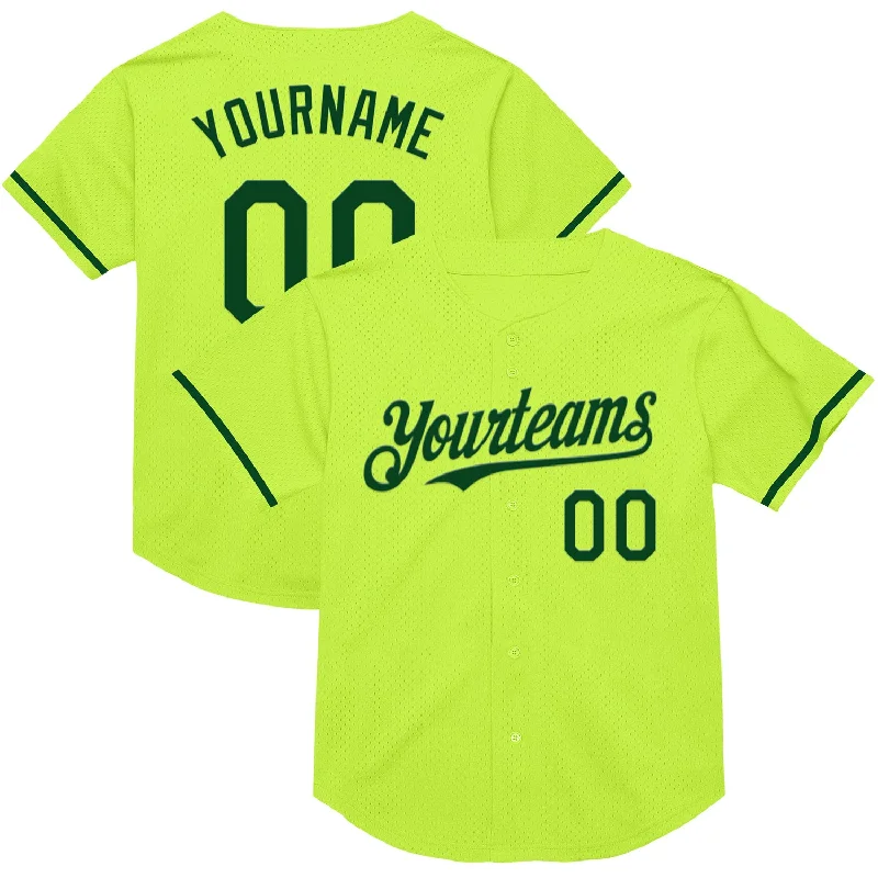 Baseball Jerseys For Team Building Events-Custom Neon Green Green Mesh Authentic Throwback Baseball Jersey