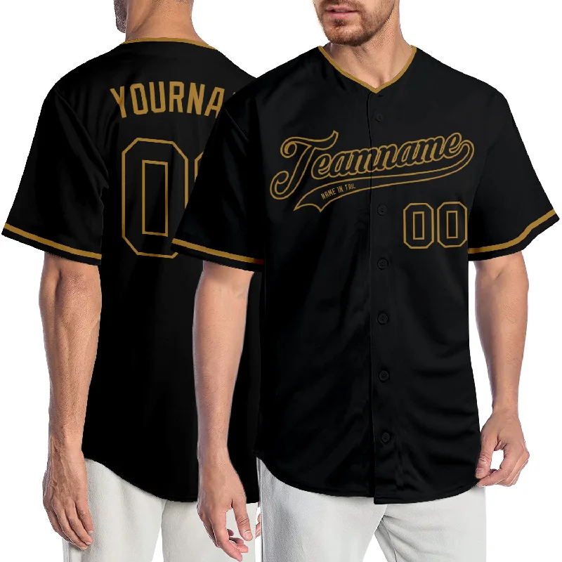 Baseball Jerseys With Player Names & Numbers-Custom Black Black-Old Gold Authentic Baseball Jersey