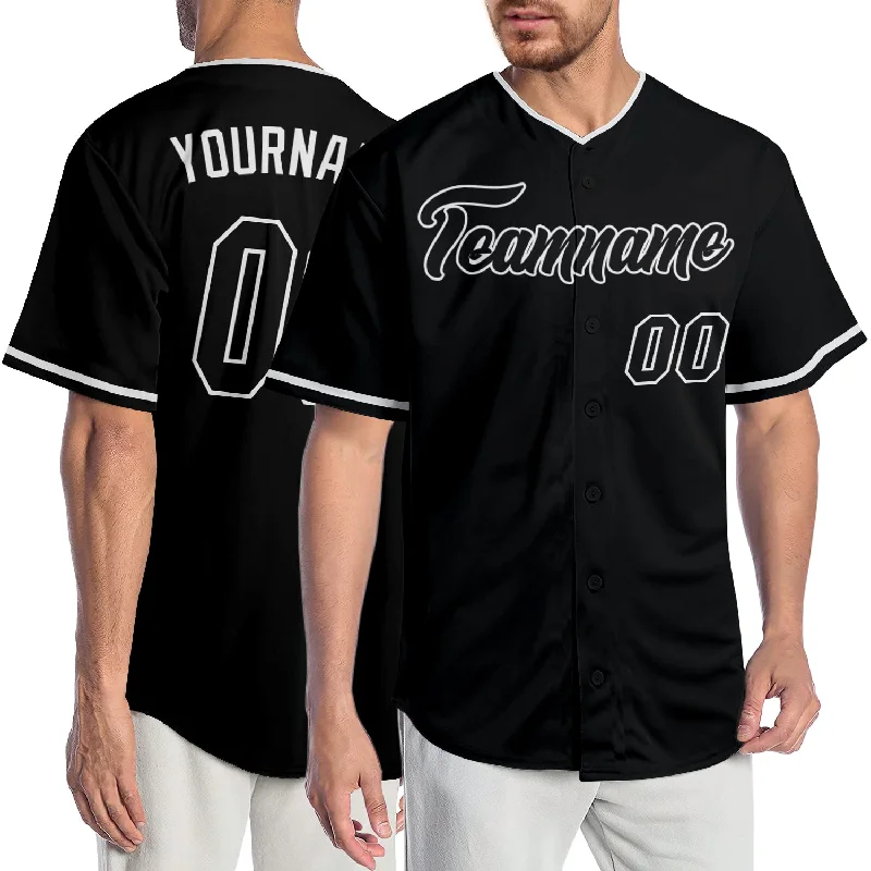 Custom Baseball Jerseys For Social Gatherings-Custom Black Black-White Authentic Baseball Jersey