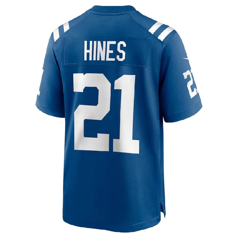 Personalized Rugby Jerseys For School Spirit-IN.Colts #21 Nyheim Hines Royal Game Jersey Stitched American Football Jerseys